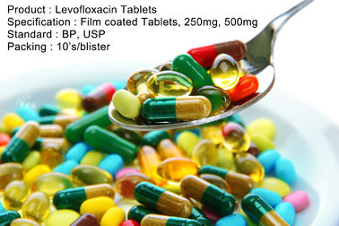 लेवोफ़्लॉक्सासिन गोलियाँ फिल्म लेपित गोलियाँ, 250mg, 500mg मौखिक दवाओं एंटीबायोटिक दवाओं
